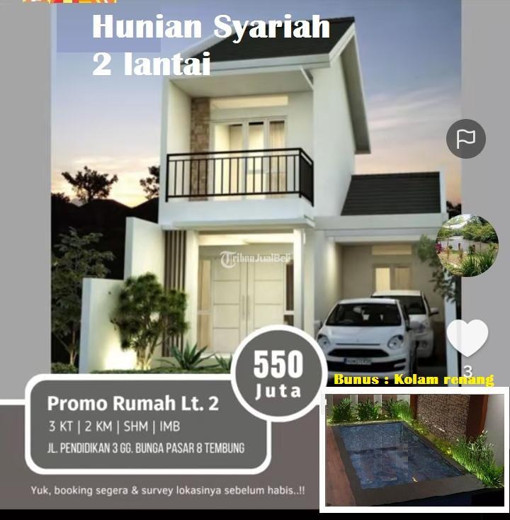 Dijual Rumah 2 Lantai Diperumahan Syariah Tanpa Bank Bonus Kolam Renang Ditembung - Deli Serdang