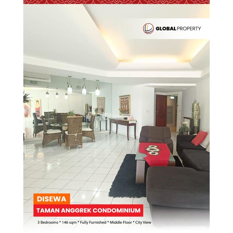 Disewa Apartemen Fully Furnished 3 Bedroom, Middle Floor, Taman Anggrek Condominium - Jakarta Barat