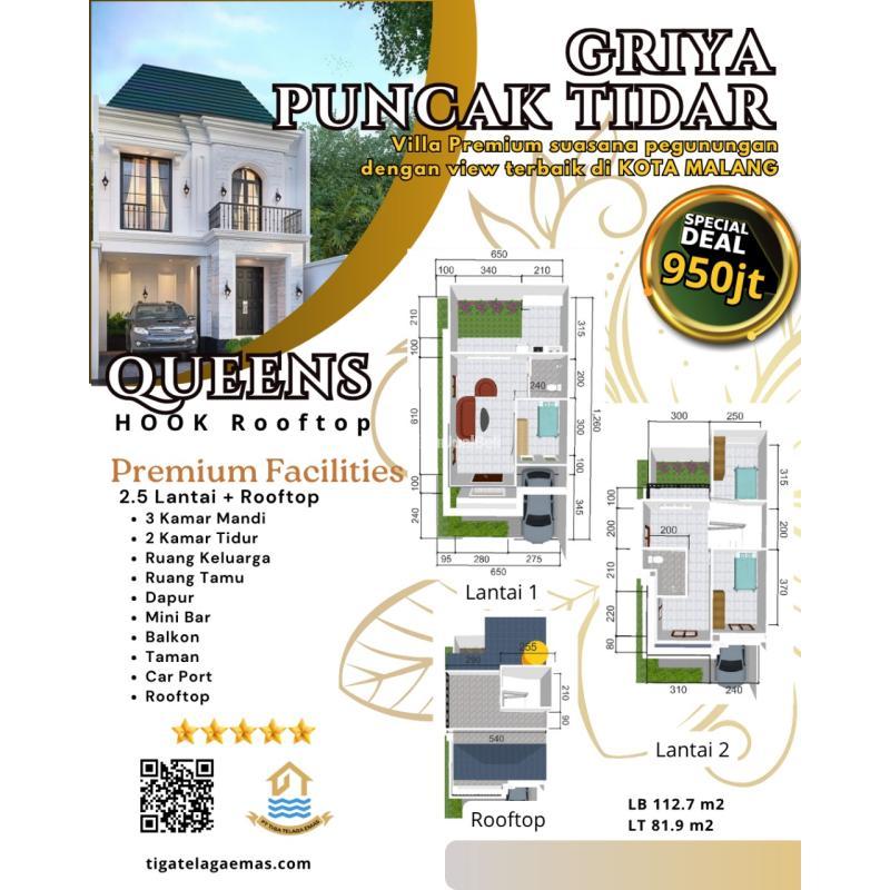 Jual Villa Premium Luas 88 m2 Suasana Pegunungan Dengan View Terbaik - Malang