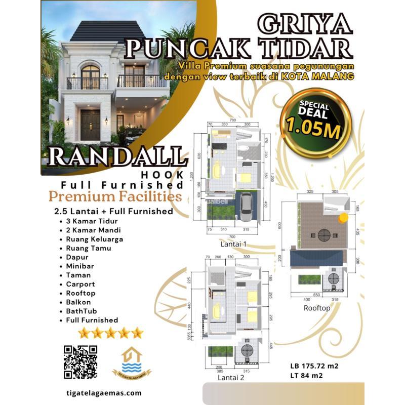 Jual Villa Premium Luas 88 m2 Suasana Pegunungan Dengan View Terbaik - Malang