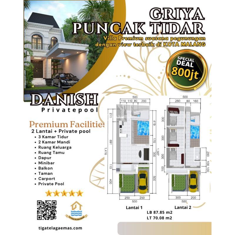 Jual Villa Premium Luas 88 m2 Suasana Pegunungan Dengan View Terbaik - Malang