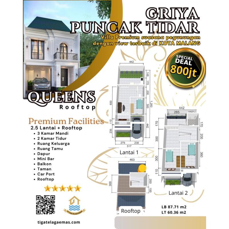 Jual Villa Premium Luas 88 m2 Suasana Pegunungan Dengan View Terbaik - Malang