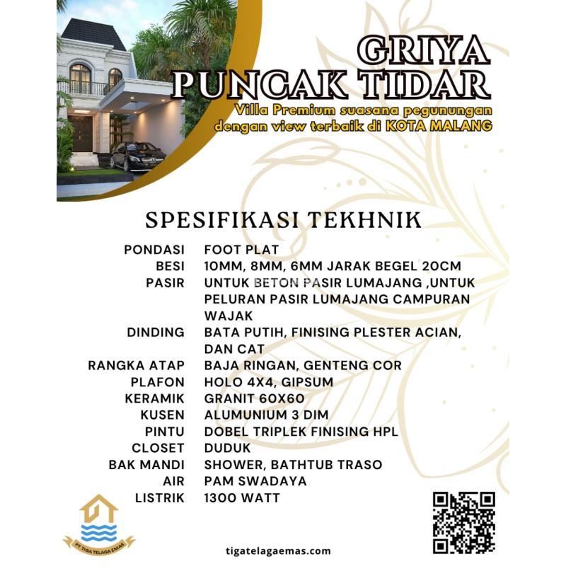 Jual Villa Premium Luas 88 m2 Suasana Pegunungan Dengan View Terbaik - Malang