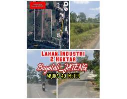Dijual Tanah, Luas 2 Hektar, Shm, Kawasan Industri, Lebar Muka 40m, Harga 1,2 Juta Per Meter - Boyolali