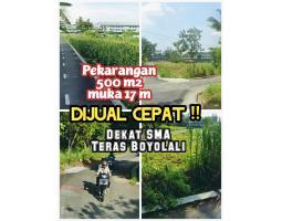 Dijual Tanah Pekarangan, Luas 500m2, Lebar Muka 17m, Dekat SMS Teras - Boyolali 