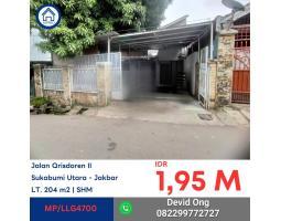 Dijual Lelang Murah Rumah, Lt. 204m2, Lb. 157m2, Shm, Sukabumi Utara, Jalan Qrisdoren - Jakarta Barat