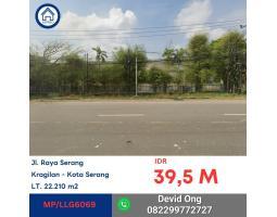 Dijual Lelang Pabrik, LT. 22.210m2, LB. 11.199m2, HGB, Jalan Raya Serang - Serang