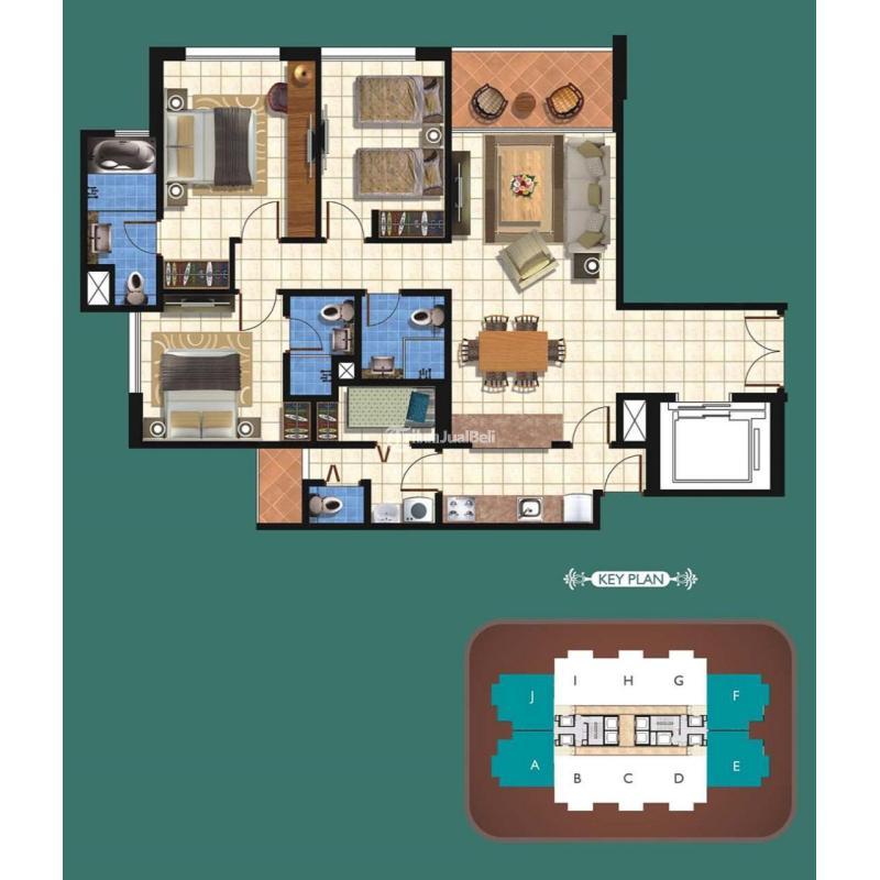 Disewakan Apartemen, Taman Anggrek Residences, Semi Furnished Bagus, 3 Bedroom, High Floor - Jakarta Barat