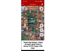 Jual Tanah Siap Bangun Lokasi Jln.Apel Gang Timun 2 Ukuran 27x70 m Harga 2.5M Nego - Pontianak