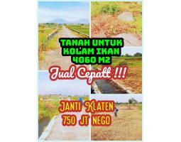 Dijual Tanah untuk Kolam Ikan 4060m2 Air Mengalir Sepanjang Masa Janti - Klaten