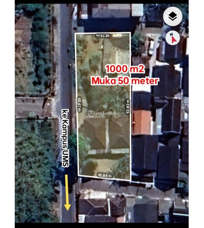 Dijual Tanah 1000m2 Muka 50 Meter Area Kampus UMS Pabelan 4,8 jt per m2 - Sukoharjo