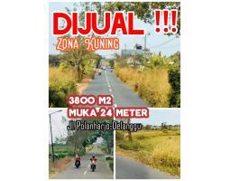 Dijual Tanah 3800m2 Muka 24m Jl Polanharjo Klaten 1,3 M Zona Kuning - Klaten 