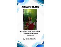 Motif Yesus Kaca Patri Grafir Inlay Gereja - Bangka Barat