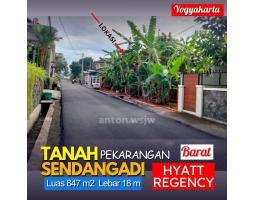 Dijual Tanah Barat Hyatt Regency Yogyakarta Lt 847 m2 ld 18 m SHM - Sleman
