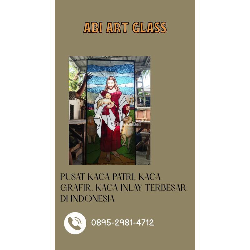 Motif Yesus Kaca Patri Grafir Inlay Gereja - Tanjung Pinang