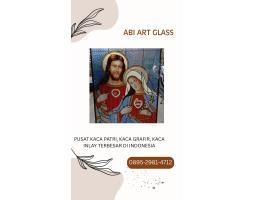Motif Bunda Maria Kaca Patri Grafir Inlay Gereja - Karimun