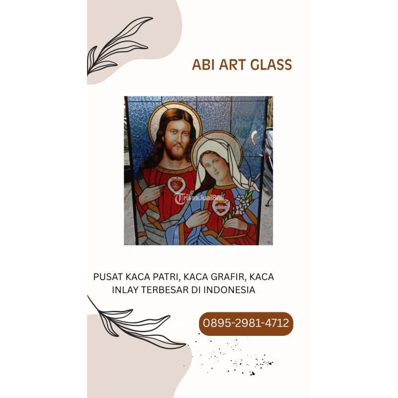 Motif Bunda Maria Kaca Patri Grafir Inlay Gereja - Karimun