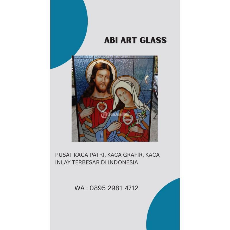 Motif Bunda Maria Kaca Patri Grafir Inlay Gereja - Karimun