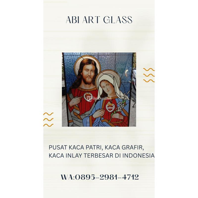 Motif Bunda Maria Kaca Patri Grafir Inlay Gereja - Karimun