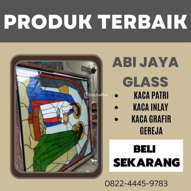 Motif Bunda Maria Kaca Patri Grafir Inlay Gereja - Kepulauan Anambas