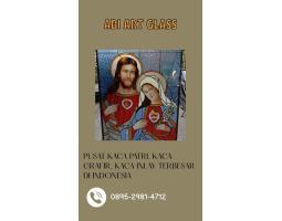 Motif Bunda Maria Kaca Patri Grafir Inlay Gereja - Lingga
