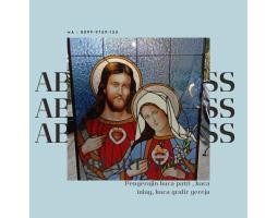 Motif Bunda Maria Kaca Patri Grafir Inlay Gereja - Natuna