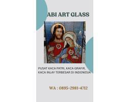 Motif Bunda Maria Kaca Patri Grafir Inlay Gereja - Batam