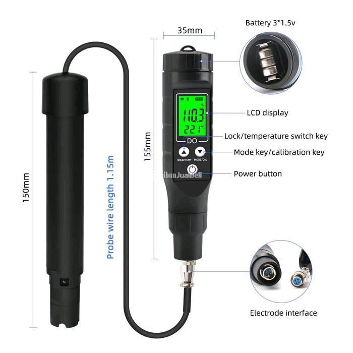 APP Bluetooth Dissolved Oxygen Meter BLE-9100 DO Tester Oksigen Terlarut, Water Air Quality Analyzer, Pengukur Konsentrasi O Suhu via Smartphone - Jakarta Barat