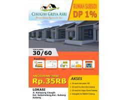 Dijual Rumah Subsidi 2KT 1KM Tipe 30 Cisugih Griya Asri - Subang