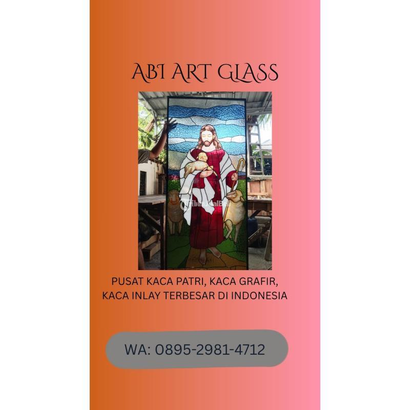 Motif Malaikat Kaca Patri Grafir Inlay Gereja - Bintan