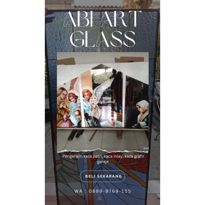 Motif Malaikat Kaca Patri Grafir Inlay Gereja - Karimun