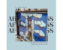 Motif Salib Kaca Patri Grafir Inlay Gereja - Bintan