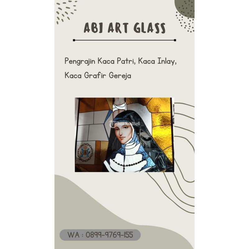 Motif Salib Kaca Patri Grafir Inlay Gereja - Karimun