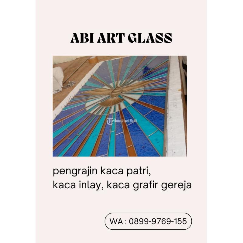 Motif Salib Kaca Patri Grafir Inlay Gereja - Karimun