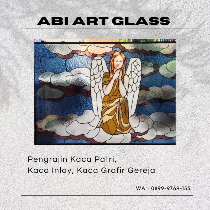 Motif Salib Kaca Patri Grafir Inlay Gereja - Karimun