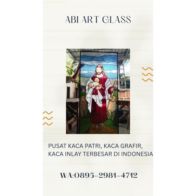 Motif Salib Kaca Patri Grafir Inlay Gereja - Lingga