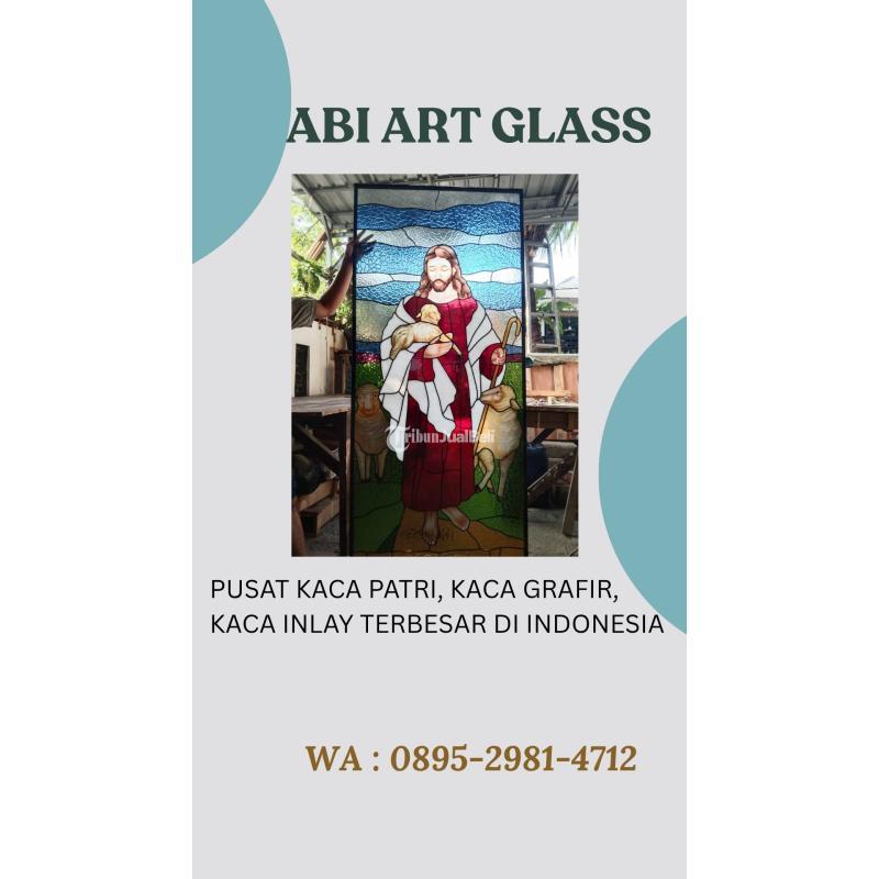 Motif Salib Kaca Patri Grafir Inlay Gereja - Natuna