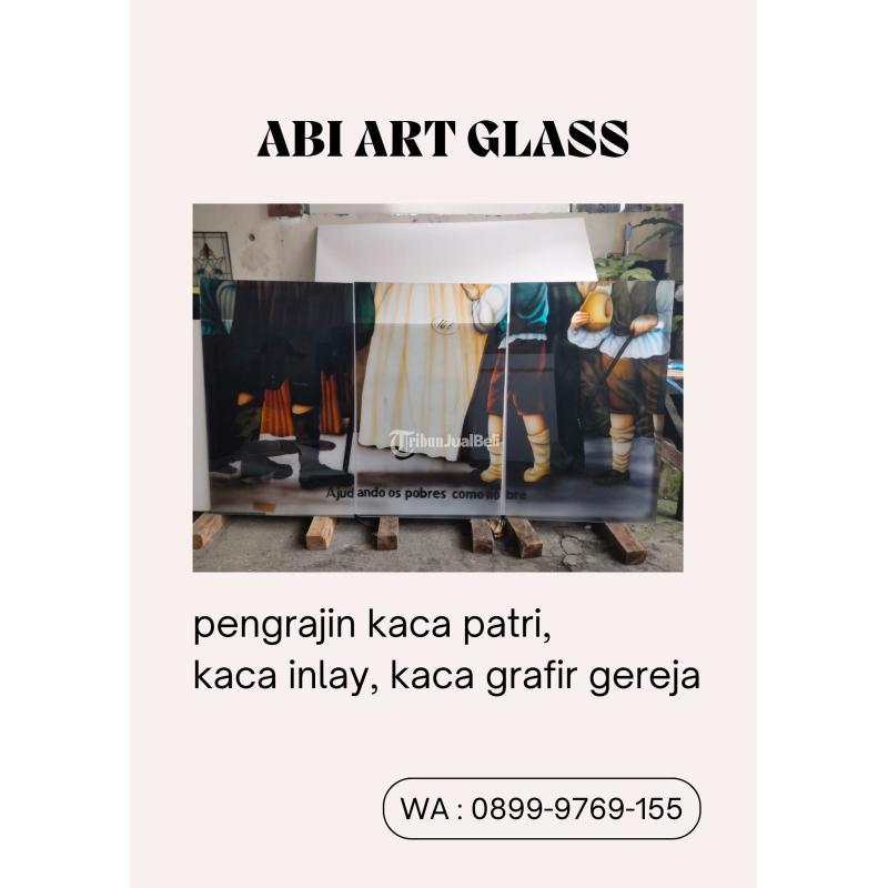 Motif Salib Kaca Patri Grafir Inlay Gereja - Batam