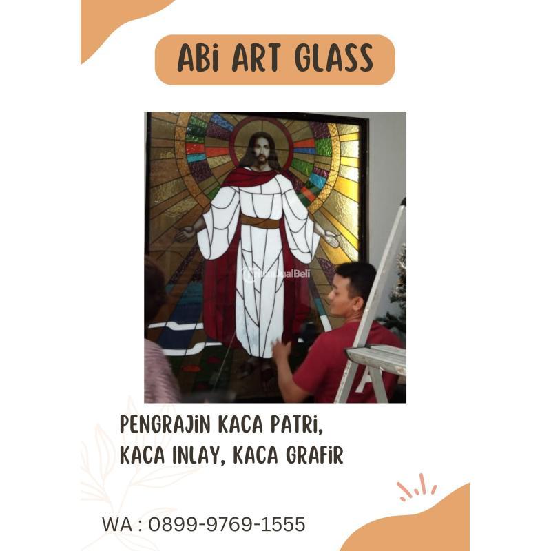 Motif Salib Kaca Patri Grafir Inlay Gereja - Tanjung Pinang