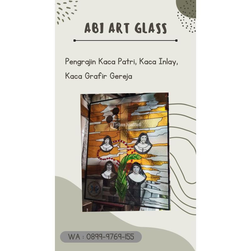 Motif Salib Kaca Patri Grafir Inlay Gereja - Tanjung Pinang