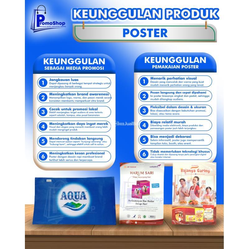 Jasa Printing Poster Promosi Custom Ukuran A3 A4, Percetakan Promoshop - Jakarta Timur