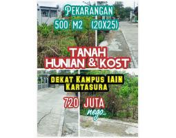 Jual Tanah Pekarangan 500m2 Bagus utk Hunian dan Kost dkt Kampus IAIN Kartasura - Sukoharjo