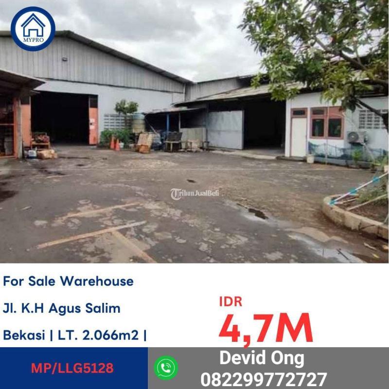 Dijual Gudang, Luas 2.066m2, SHM, Sistem Lelang, di KH Agus Salim - Bekasi