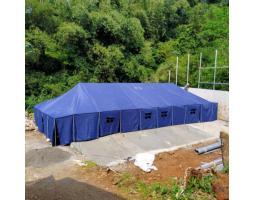 Tenda Pleton Standar TNI, Ukuran 6x14, Material D300Lion Soft, Rangka Pipa Besi, Sistem Bongkar Pasang - Bandung