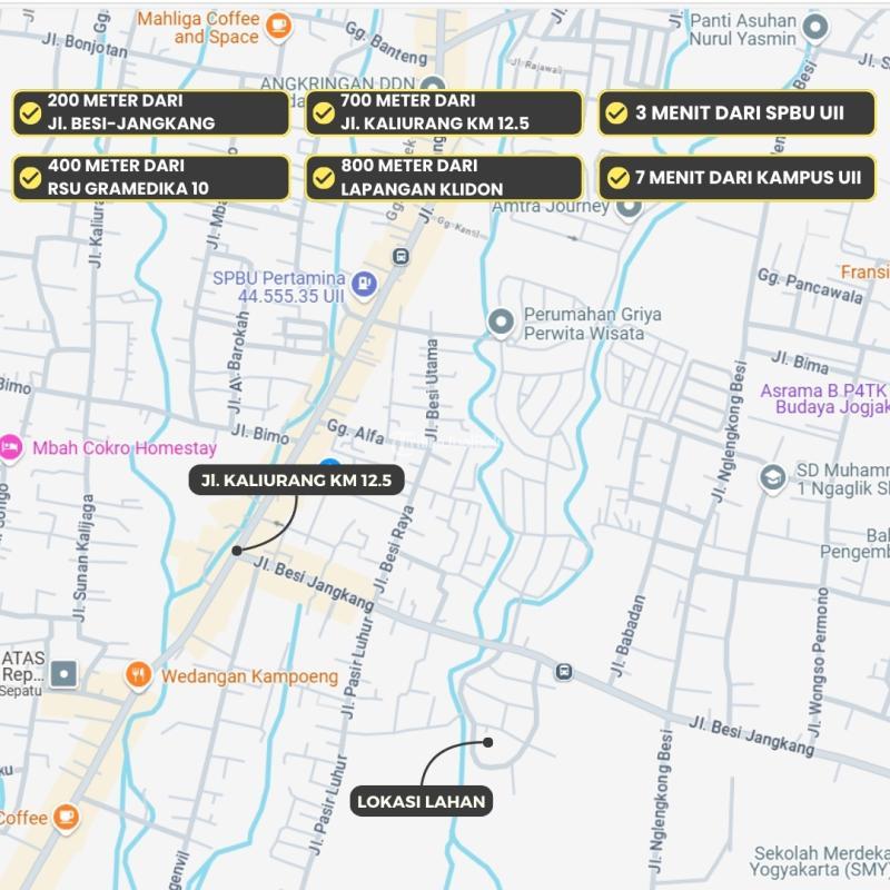 Dijual Tanah Kavling Timur Jalan Kaliurang Km 12,5 Hanya 200 Meter Dari Jalan Besi Jangkang - Sleman