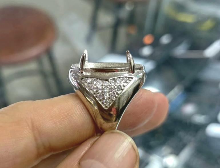Ring Cincin Emban Alloy Chrome Perak ALL003 Indah Kombinasi Zircon Mewah - Jakarta Pusat 