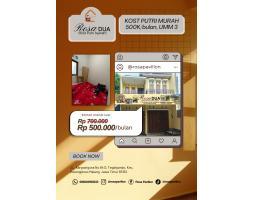 Disewakan Kost Syariah Putri, Kamar Mandi Dalam, dekat UMM 3, Rosa Pavilion - Malang