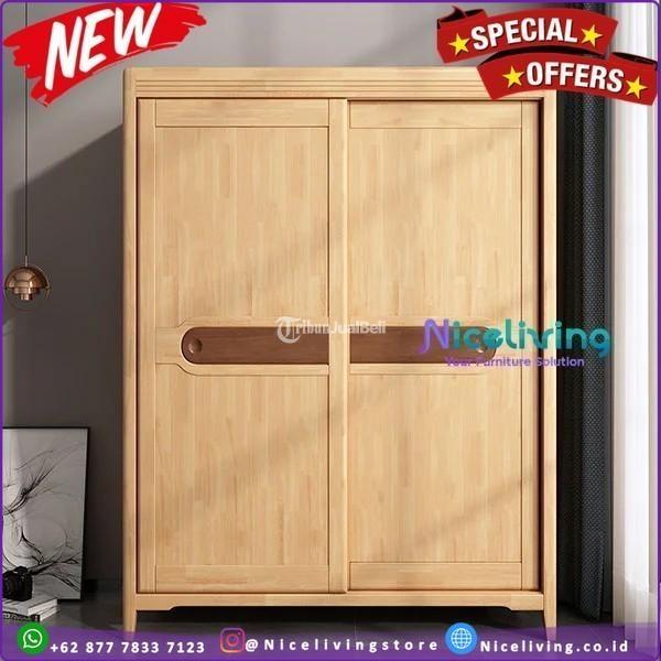 Almari Pakaian Minimalis Plus Modern Lemari Pakaian Kayu Jati Pintu Sleding Furn - Jepara