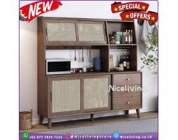 Produsen Bufet Dapur Kayu, Jati Kombinasi Rotan - Jepara