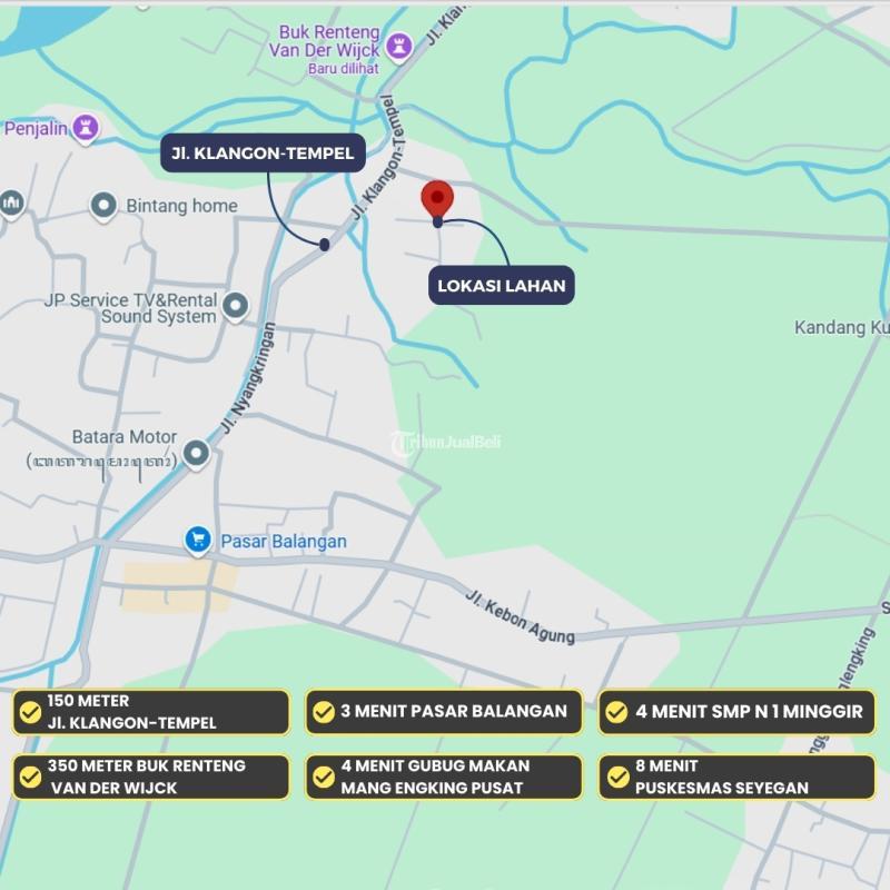 Dijual Tanah SHM Utara Pasar Balangan, 150 Meter Dari Jalan Raya Klangon-Tempel - Sleman